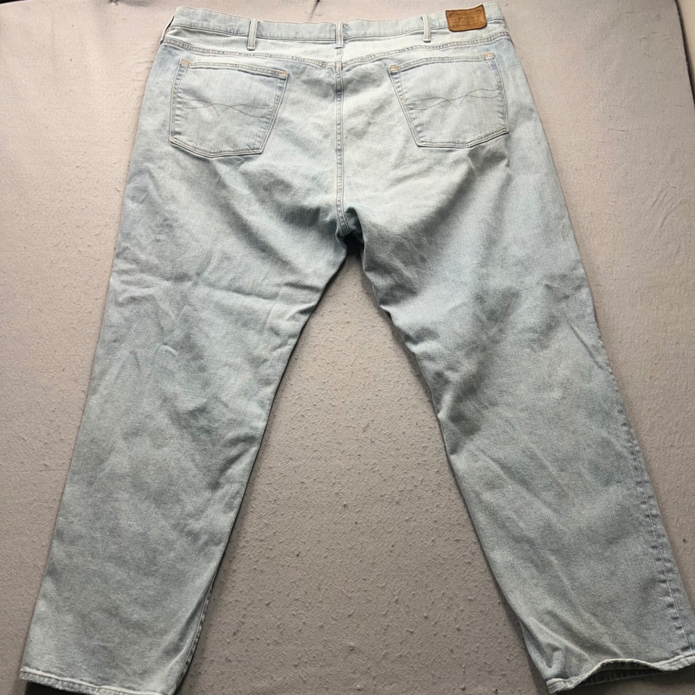 Polo Ralph Lauren Varick Slim Straight Jeans Mens 48x32 Light Wash Blue Denim - Picture 8 of 10